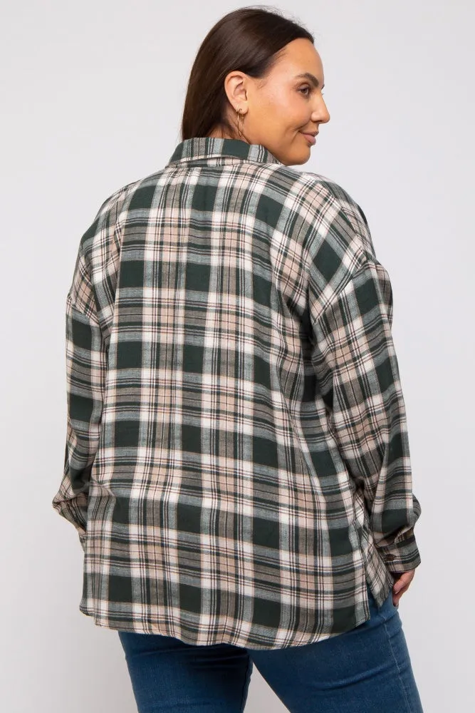 Forest Green Plaid Button Down Plus Top sold by Pinkblush product image thumbnail 3