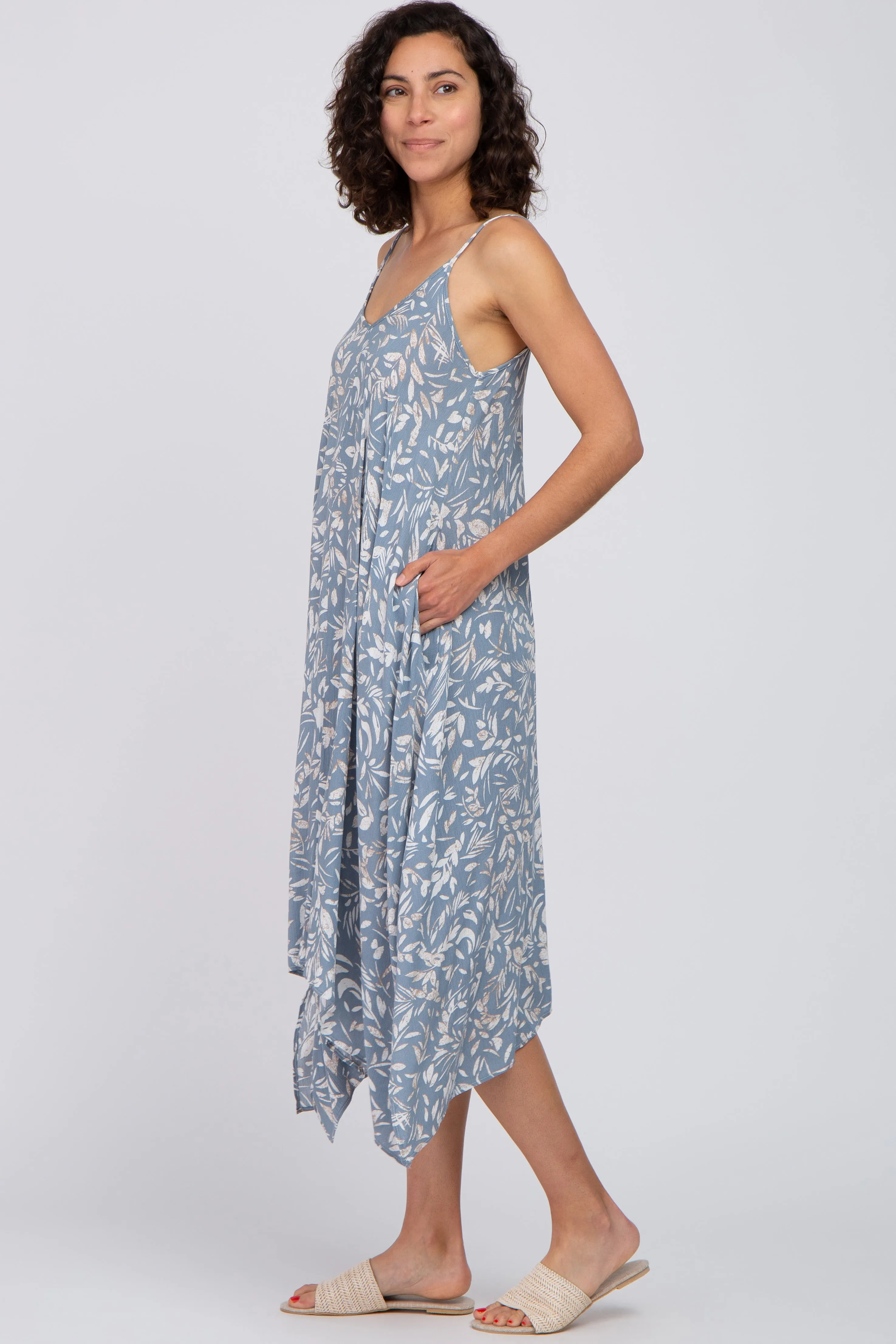 Blue Floral Handkerchief Midi Dress sold by Pinkblush product image thumbnail 2