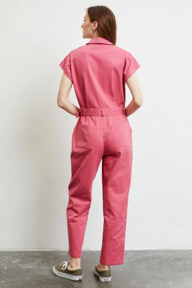 Rose Short Sleeve Jumpsuit With Wrap V-Neck sold by Pinkblush product image thumbnail 4