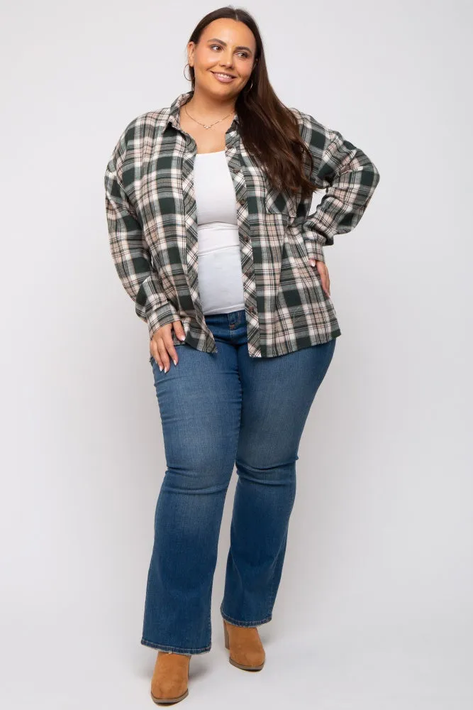 Forest Green Plaid Button Down Plus Top sold by Pinkblush product image thumbnail 4