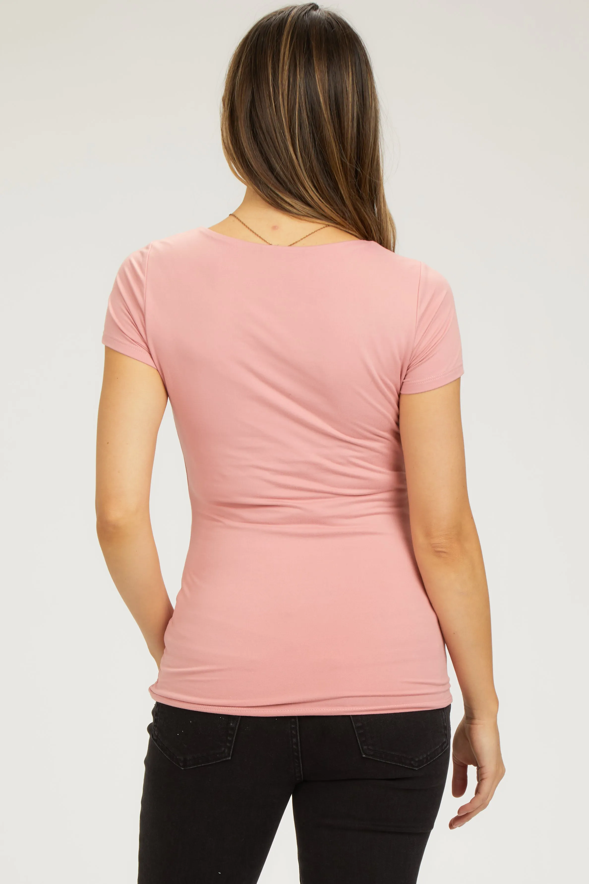 Pink Square Neck Short Sleeve Maternity Top sold by Pinkblush product image thumbnail 3