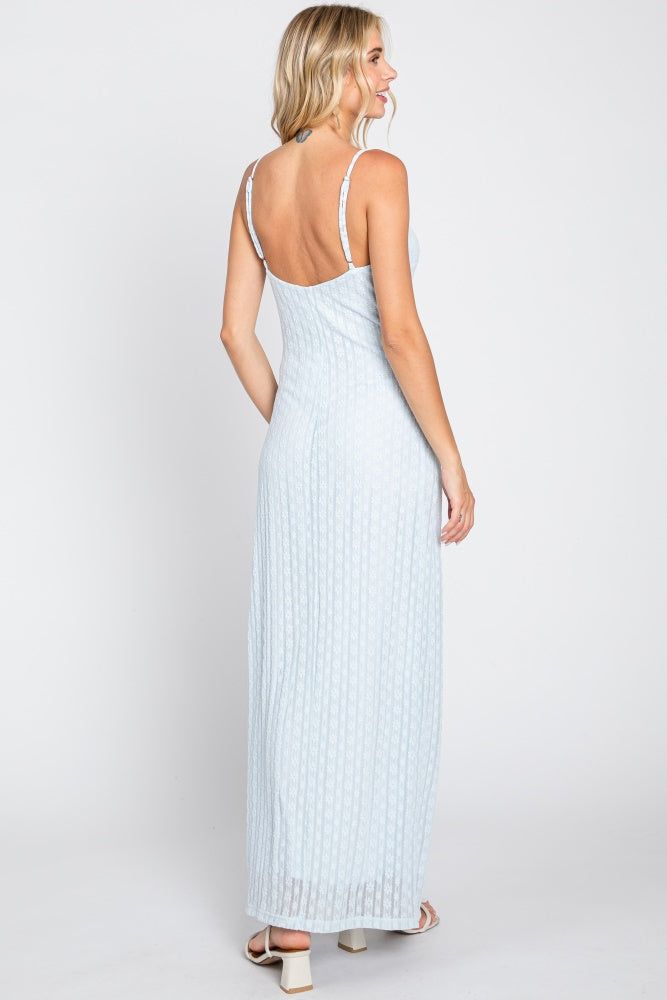 Light Blue Floral Knit Lace Maxi Dress sold by Pinkblush product image thumbnail 3