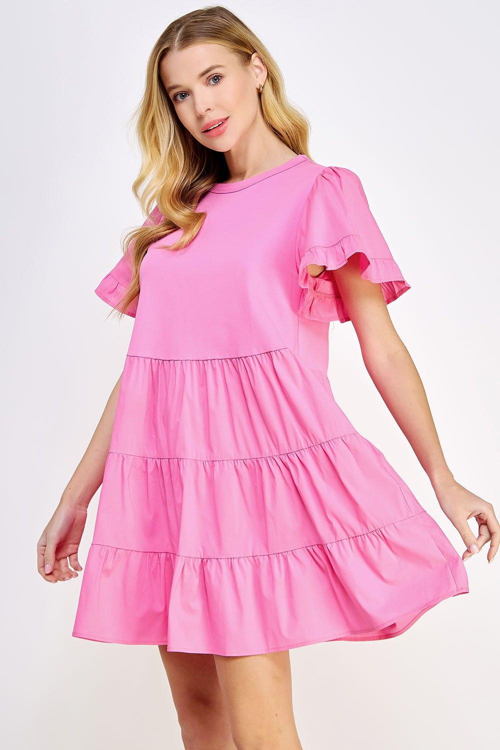 Pink Ruffled Tier Short Sleeve Mini Dress sold by Pinkblush product image thumbnail 2