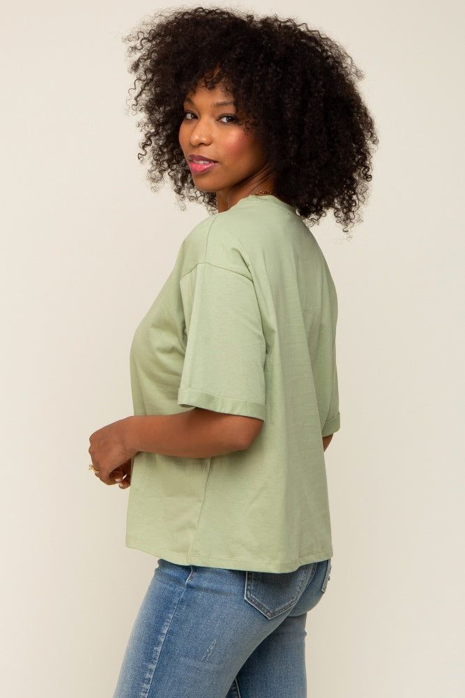 Light Green Basic Rolled Short Sleeve T-Shirt sold by Pinkblush product image thumbnail 2
