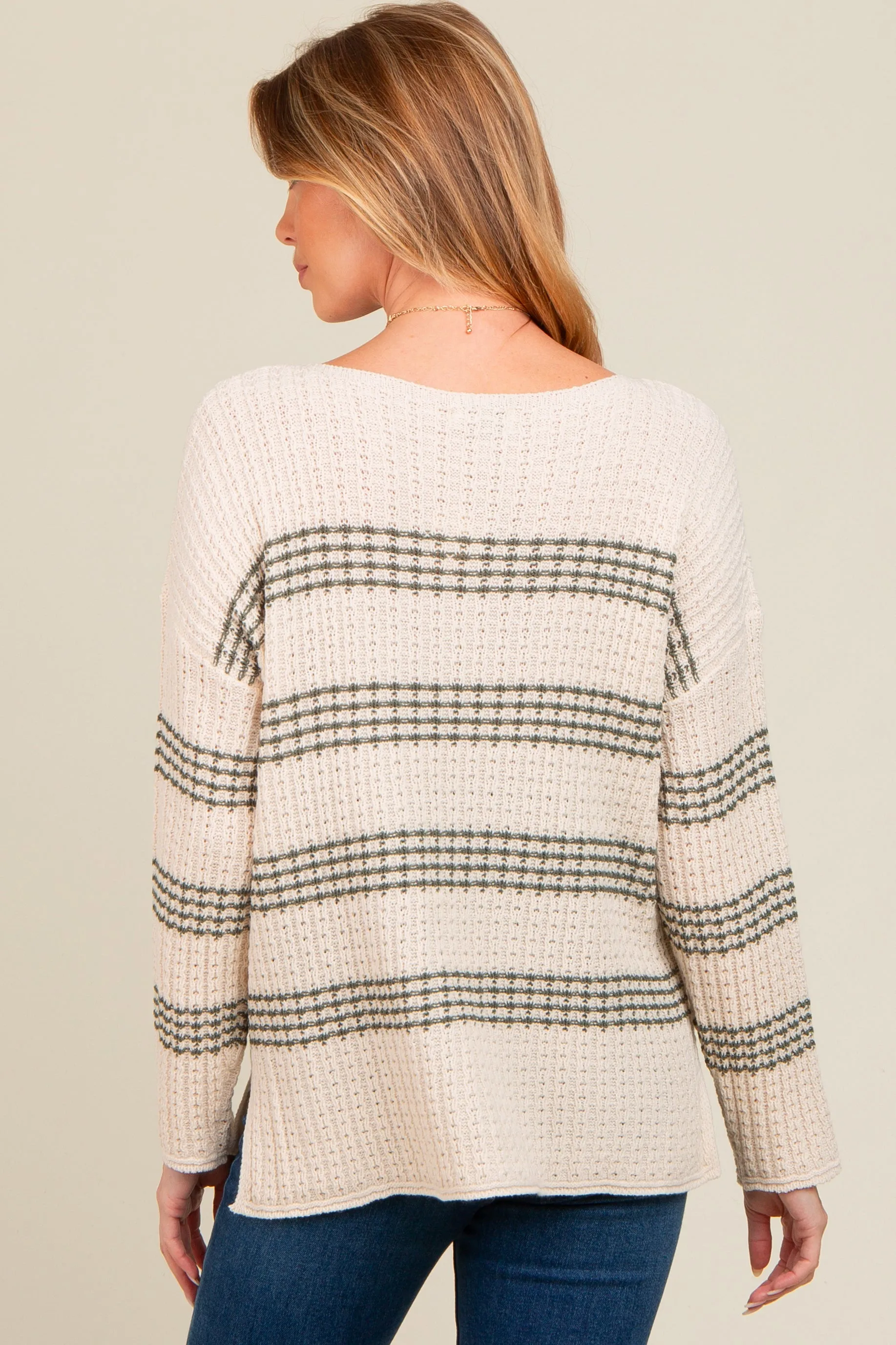 Forest Green Striped Waffle Knit Maternity Sweater sold by Pinkblush product image thumbnail 3