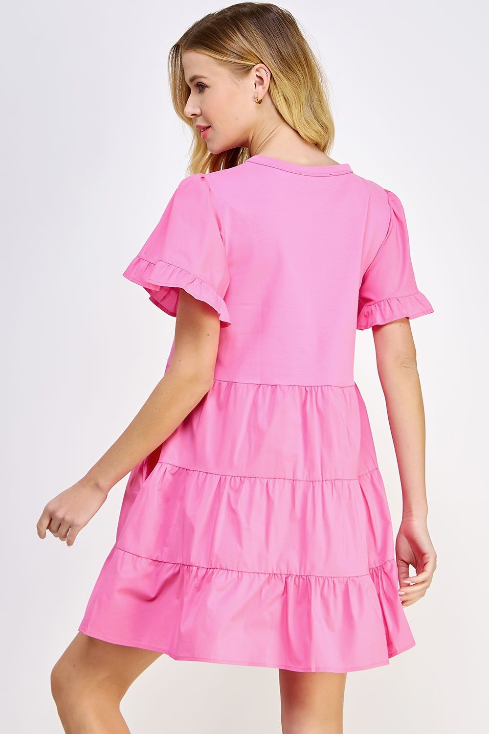 Pink Ruffled Tier Short Sleeve Mini Dress sold by Pinkblush product image thumbnail 3