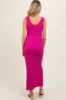 Fuchsia Ribbed Side Slit Maternity Maxi Dress sold by Pinkblush