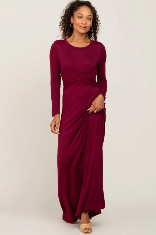 Burgundy Twisted Waist Maxi Dress sold by Pinkblush
