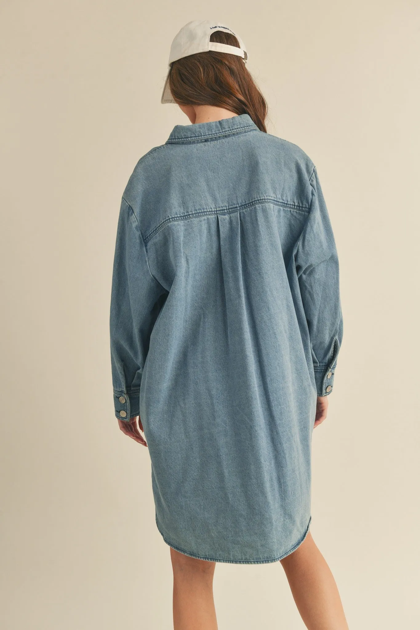 Blue Denim Button Up Front Pocket Dress sold by Pinkblush product image thumbnail 3