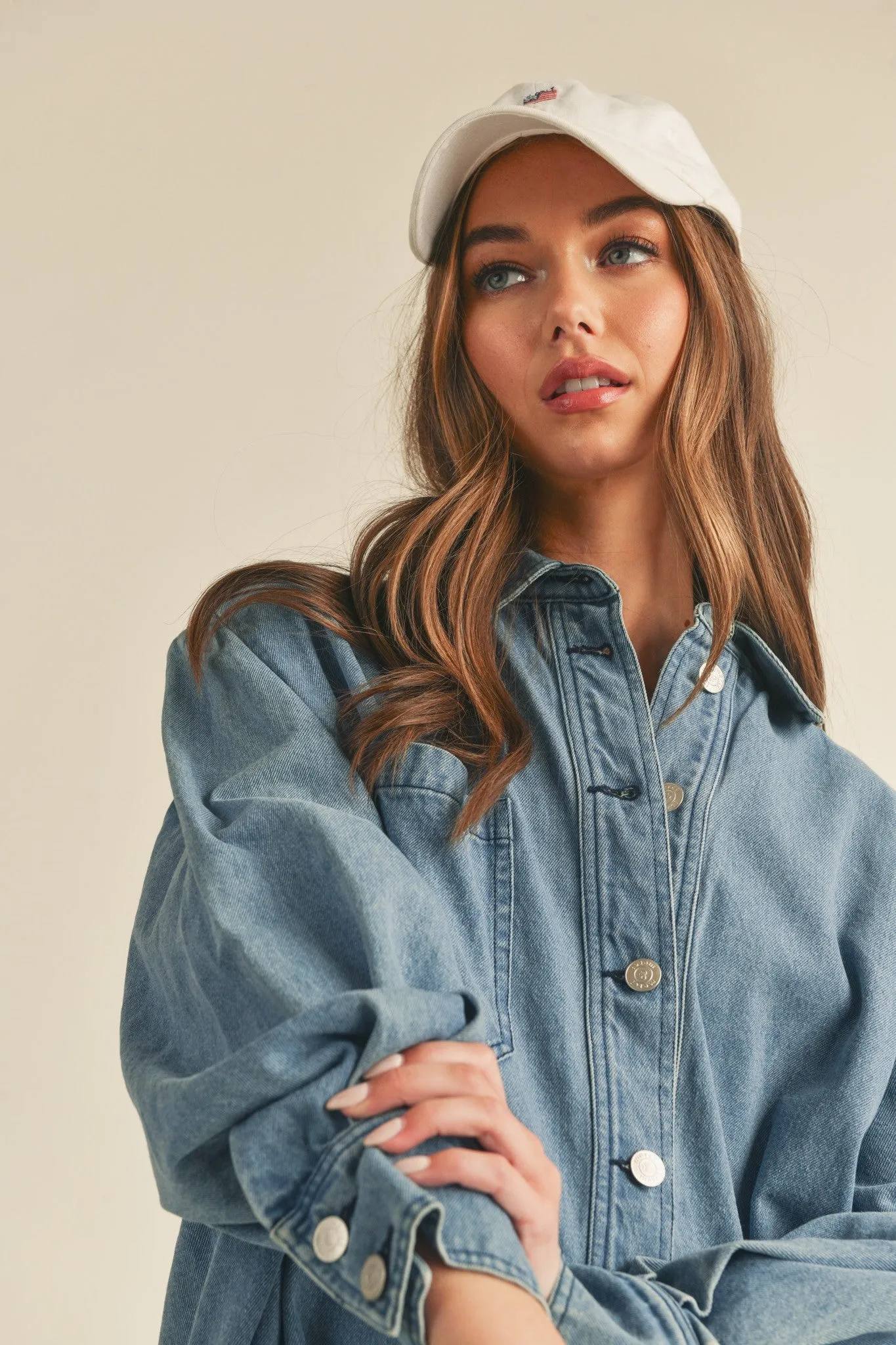 Blue Denim Button Up Front Pocket Dress sold by Pinkblush product image thumbnail 4