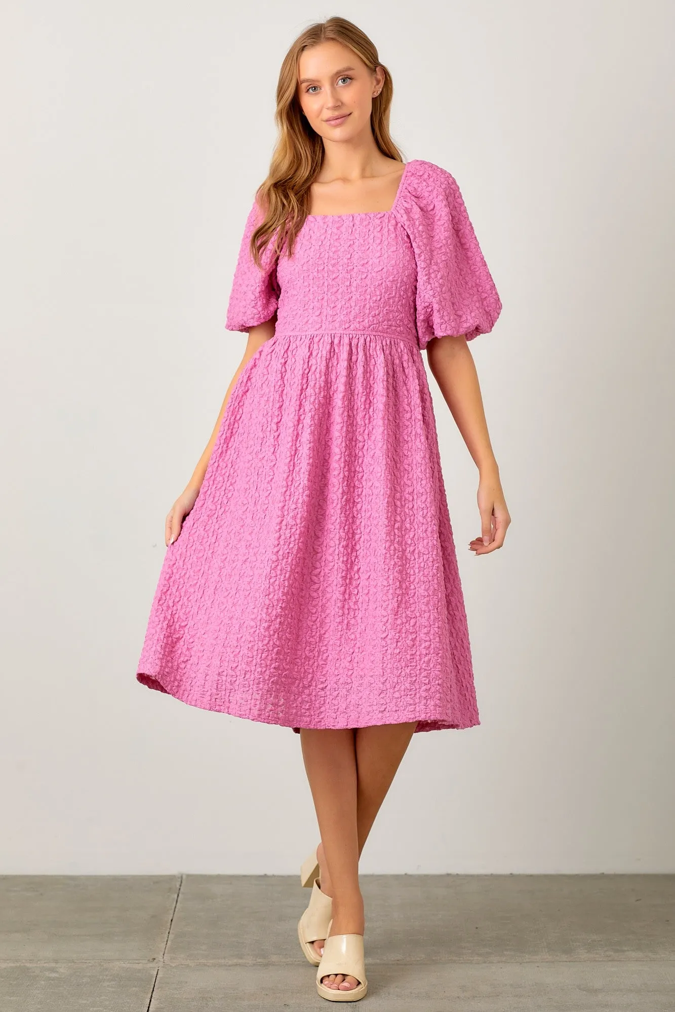 Pink Floral Jacquard Midi Dress sold by Pinkblush