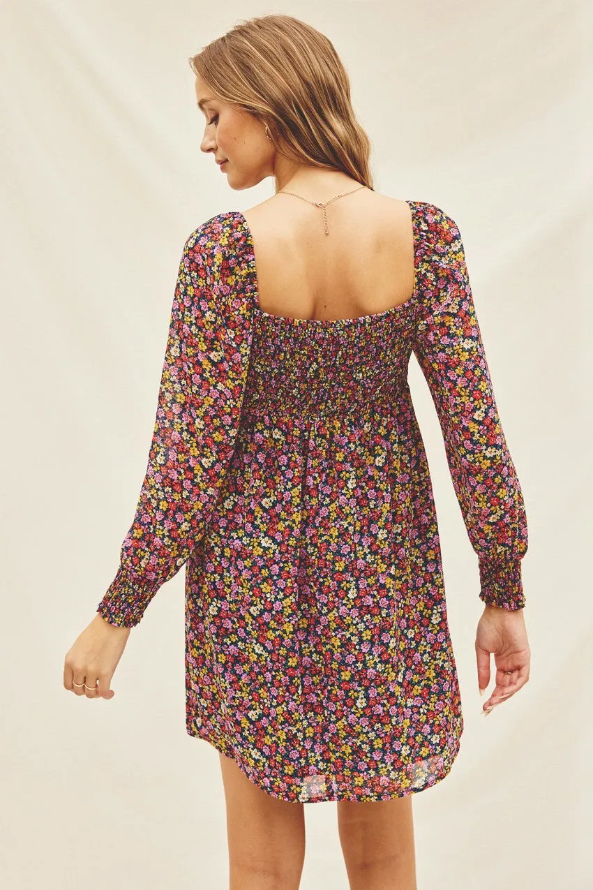 Indigo Ditsy Sweetheart Mini Dress sold by Pinkblush product image thumbnail 4