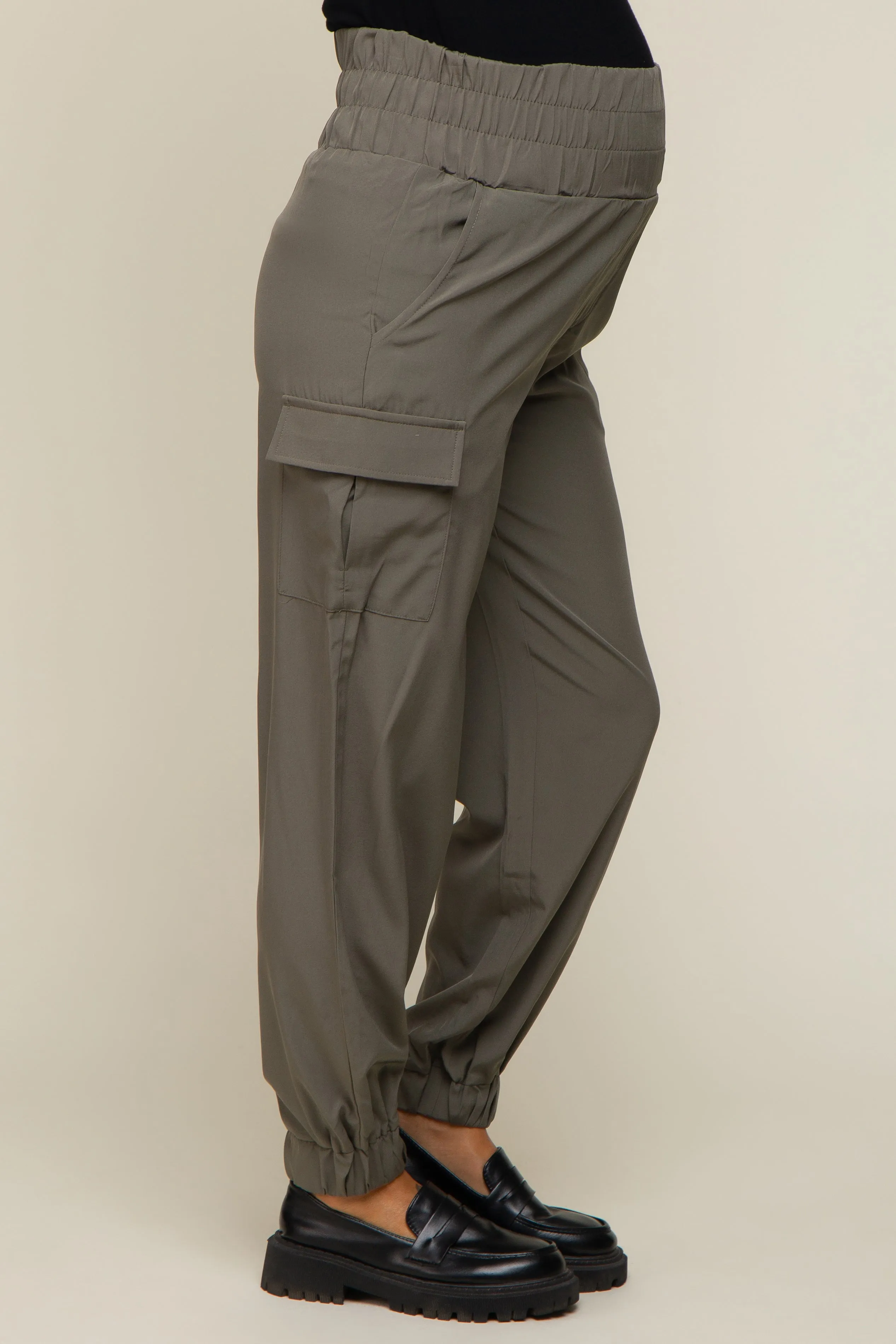 Olive Cargo Pocket Maternity Joggers sold by Pinkblush product image thumbnail 4