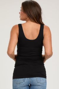 Black Sleeveless Fitted Maternity Tank Top sold by Pinkblush