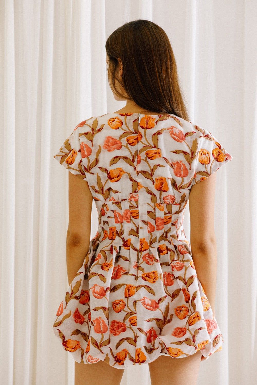 Pink Orange Floral Tulip Embroidered Mini Dress sold by Pinkblush product image thumbnail 3