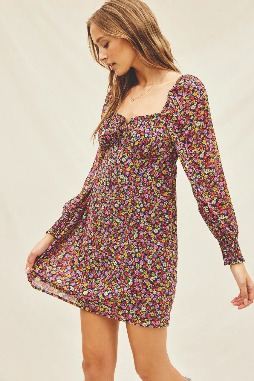 Indigo Ditsy Sweetheart Mini Dress sold by Pinkblush product image thumbnail 3