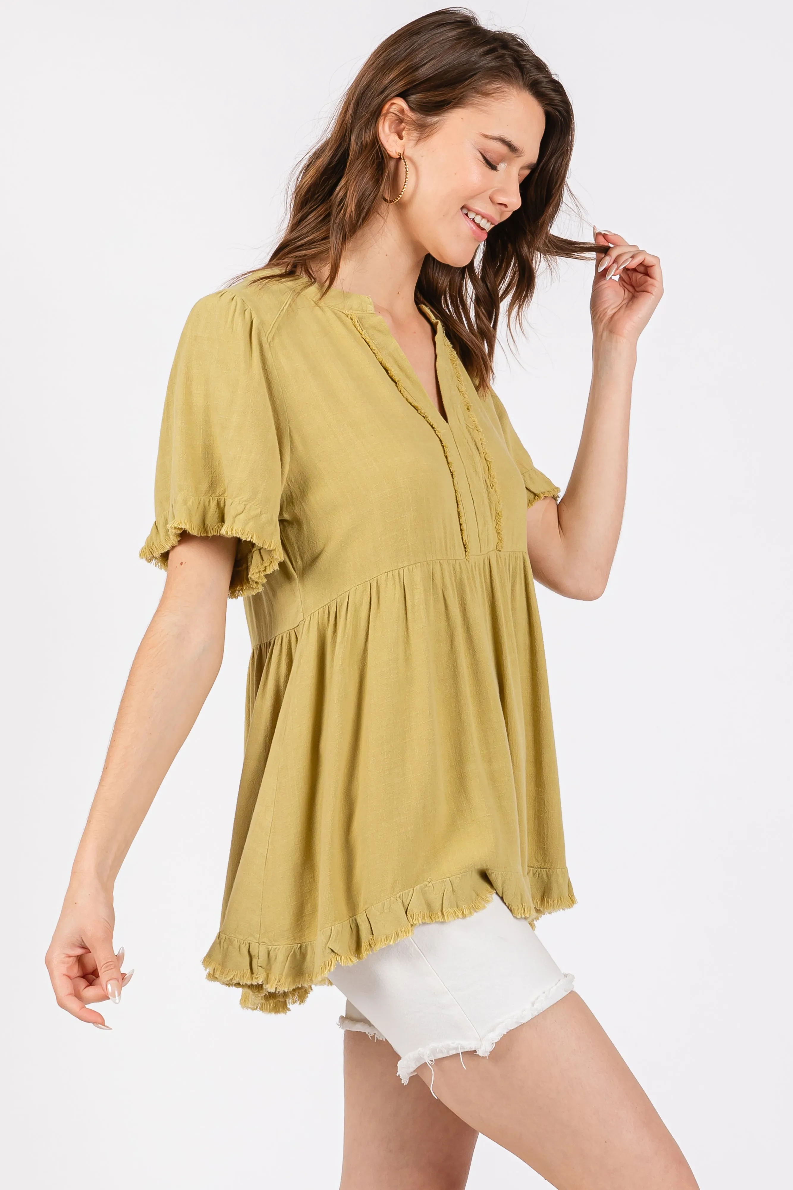Light Olive Short Sleeve Top sold by Pinkblush product image thumbnail 2