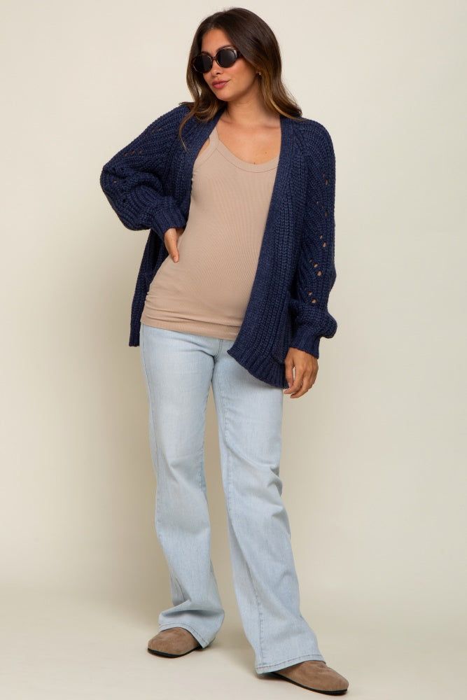 Navy Blue Chunky Knit Maternity Cardigan sold by Pinkblush product image thumbnail 5