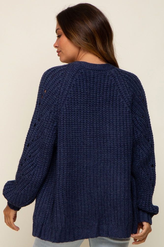 Navy Blue Chunky Knit Maternity Cardigan sold by Pinkblush product image thumbnail 3