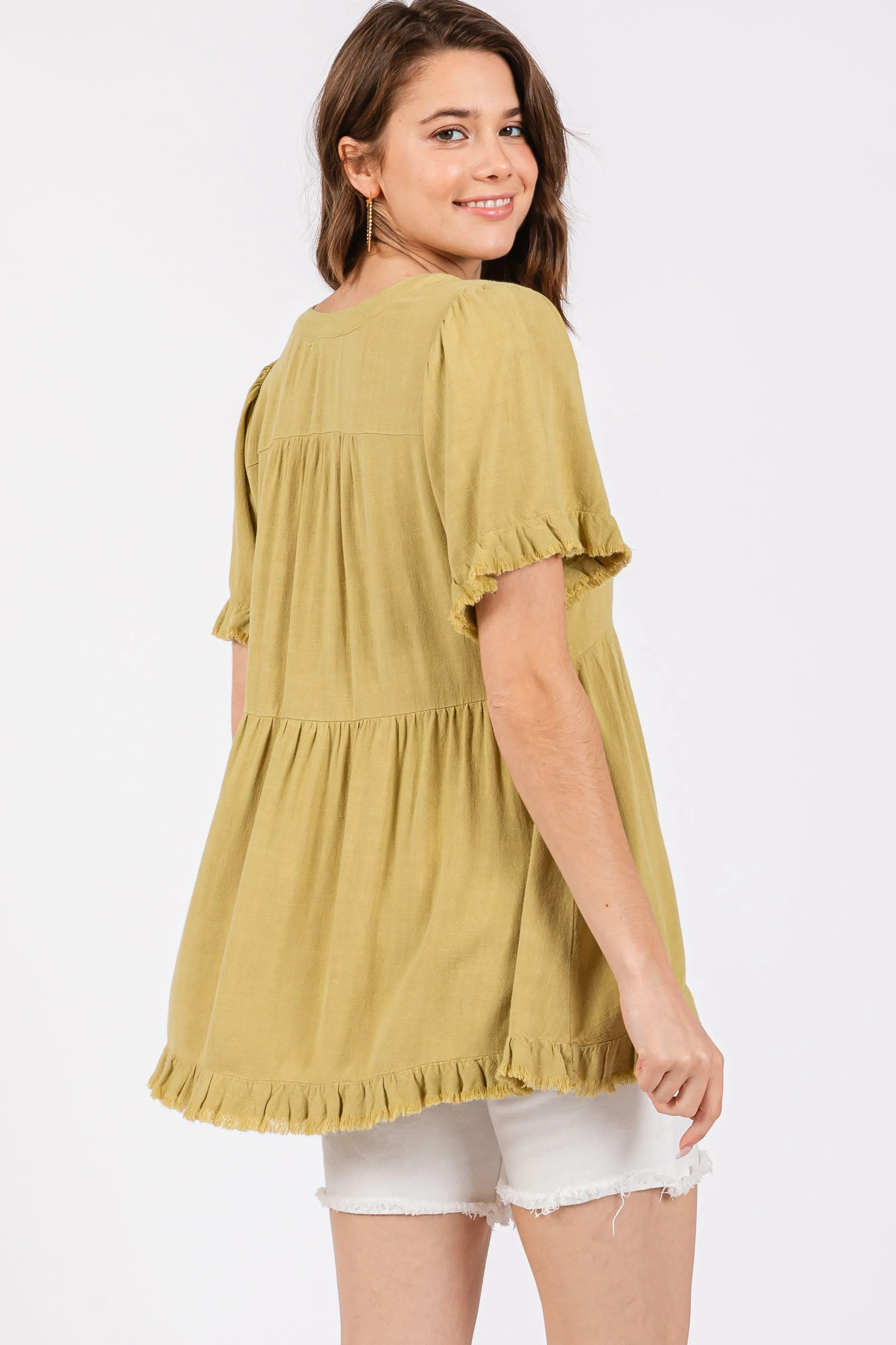 Light Olive Short Sleeve Top sold by Pinkblush product image thumbnail 3