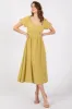 Lime Puff Sleeve Linen Maternity Midi Dress sold by Pinkblush