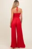 Red Smocked Drawstring Halter Side Cutout Maternity Jumpsuit sold by Pinkblush