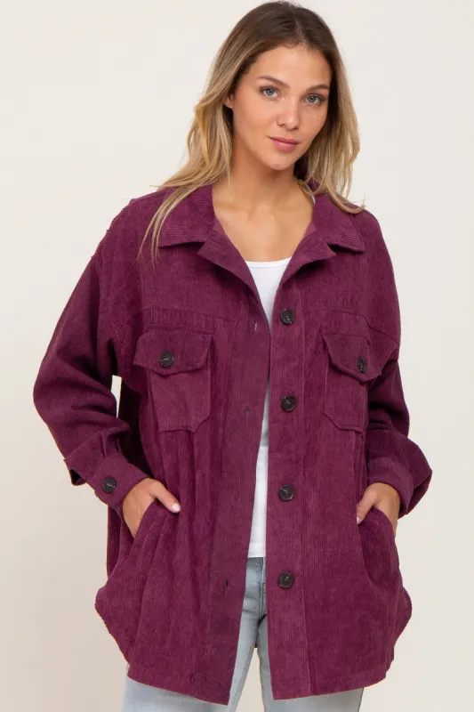 Purple Corduroy Shirt Jacket sold by Pinkblush