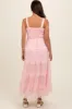 Light Pink Smocked Ruffle Tiered Tulle Maternity Midi Dress sold by Pinkblush