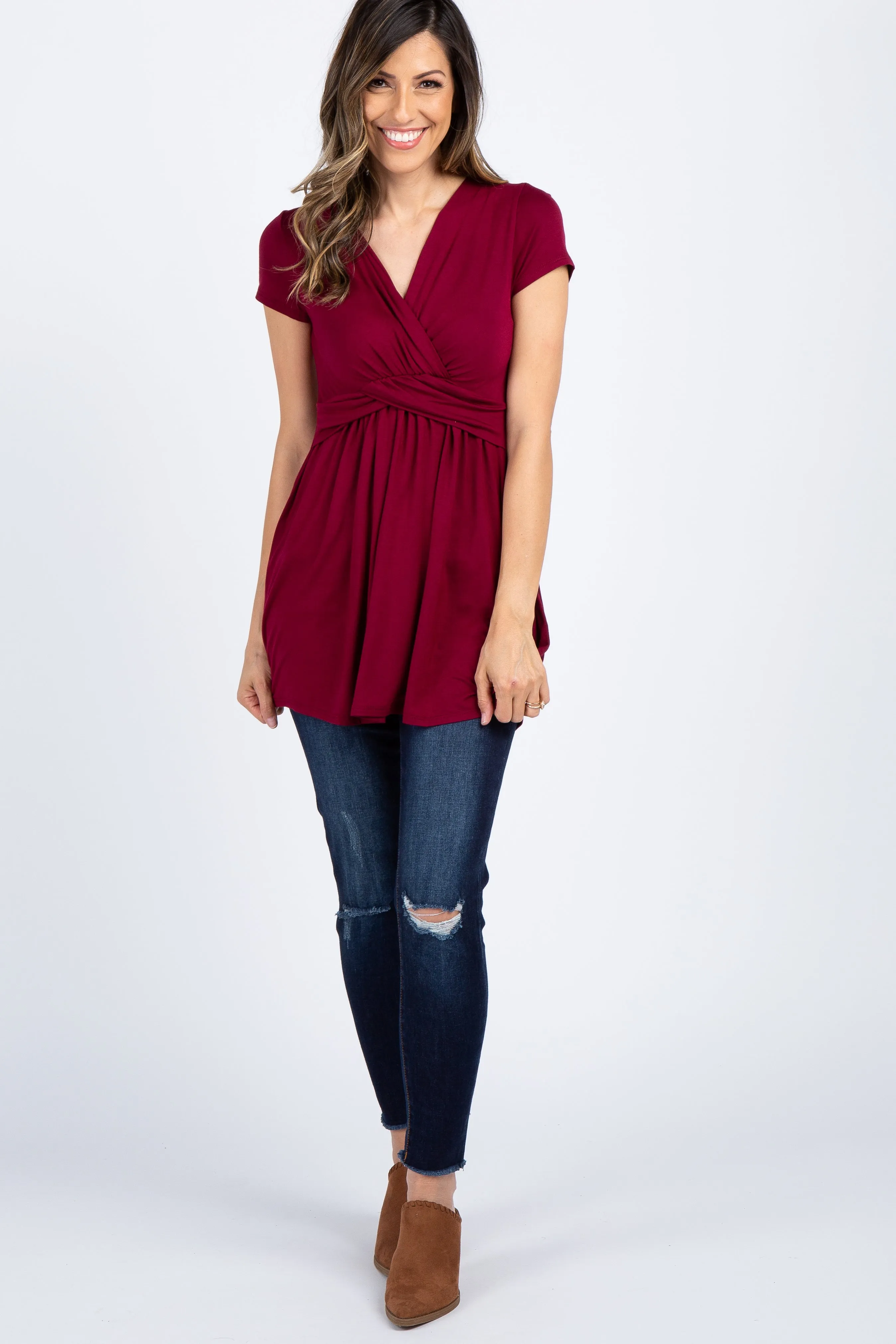 PinkBlush Burgundy Draped Front Nursing Top sold by Pinkblush product image thumbnail 5
