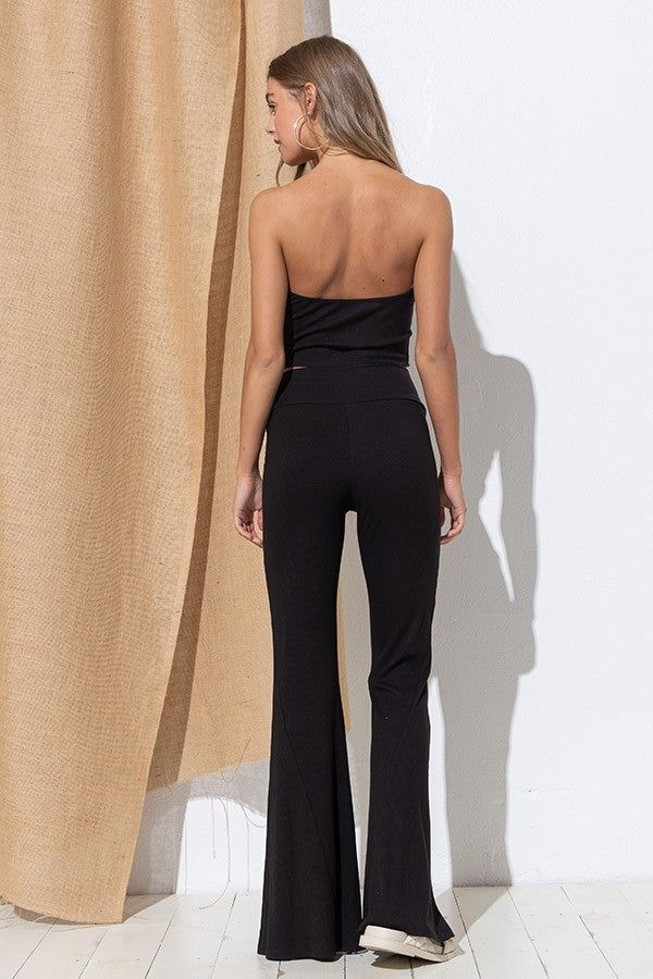 Black Ribbed Flare Pants sold by Pinkblush product image thumbnail 3