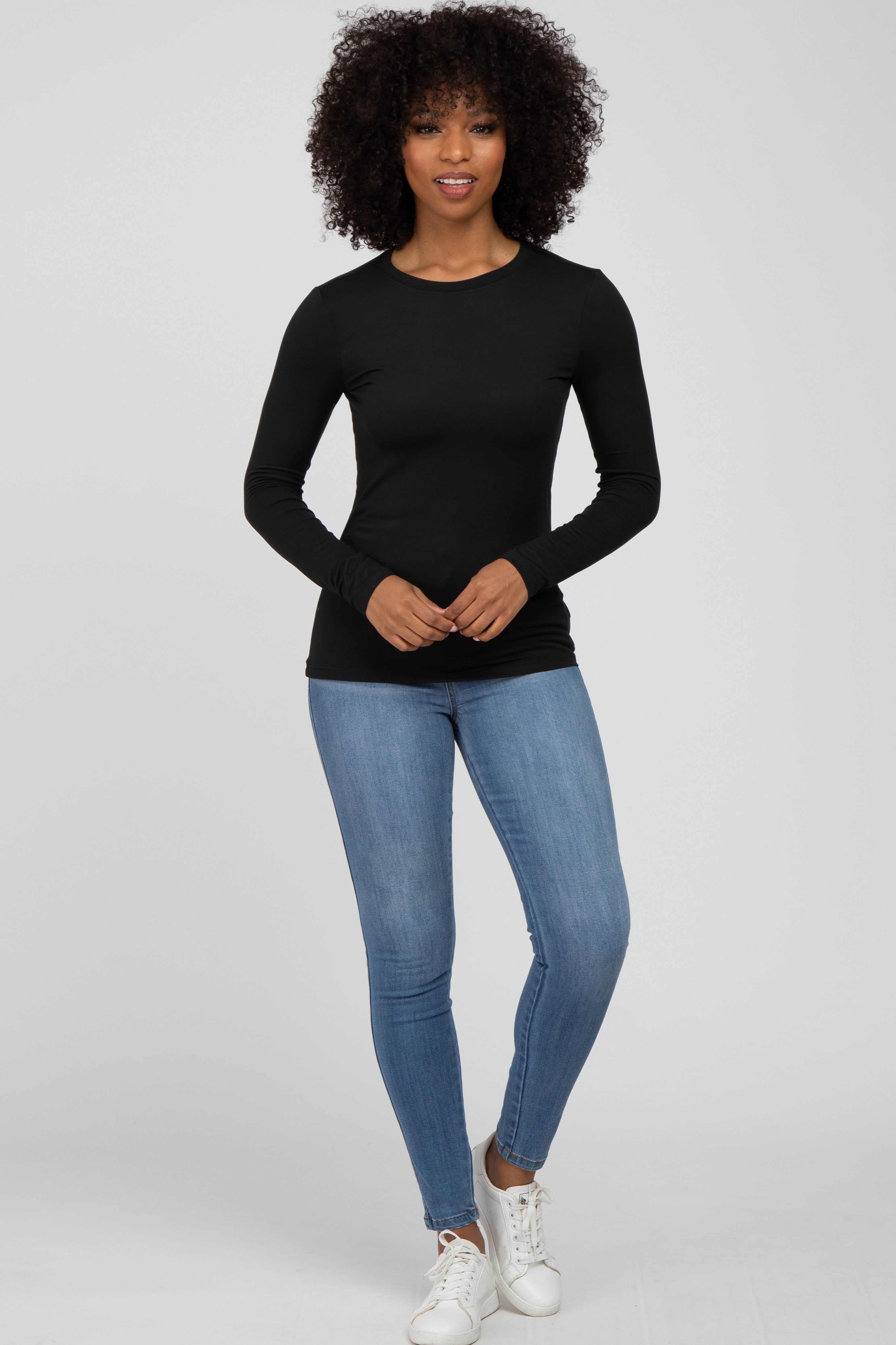 Black Long Sleeve Basic Top sold by Pinkblush product image thumbnail 2