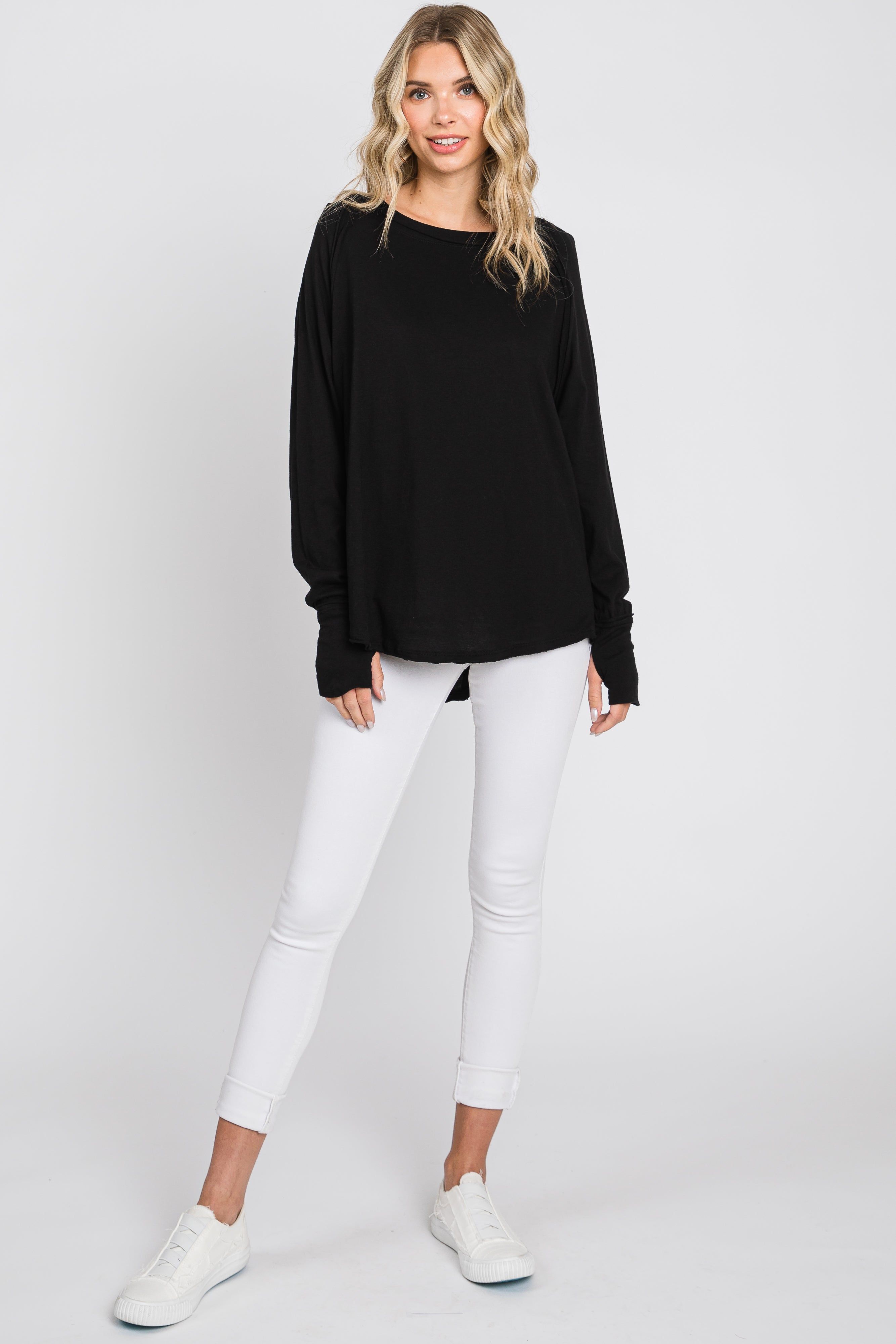 Black Exposed Seam Long Sleeve Top sold by Pinkblush product image thumbnail 4