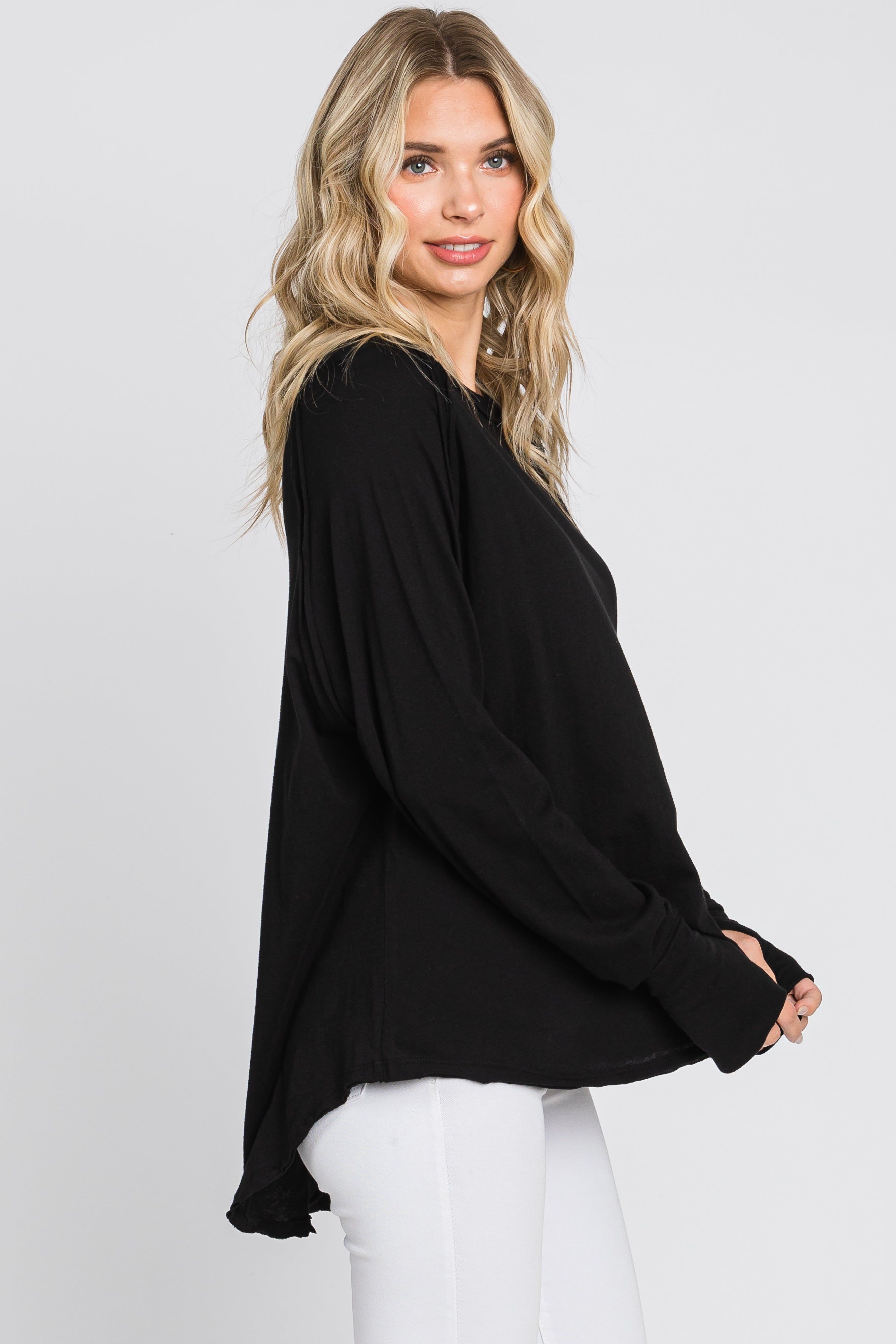 Black Exposed Seam Long Sleeve Top sold by Pinkblush product image thumbnail 2