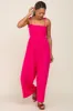 Fuchsia Sleeveless Cropped Jumpsuit sold by Pinkblush