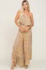 Taupe Floral Sleeveless Wide Leg Jumpsuit sold by Pinkblush
