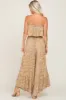 Taupe Floral Sleeveless Wide Leg Jumpsuit sold by Pinkblush