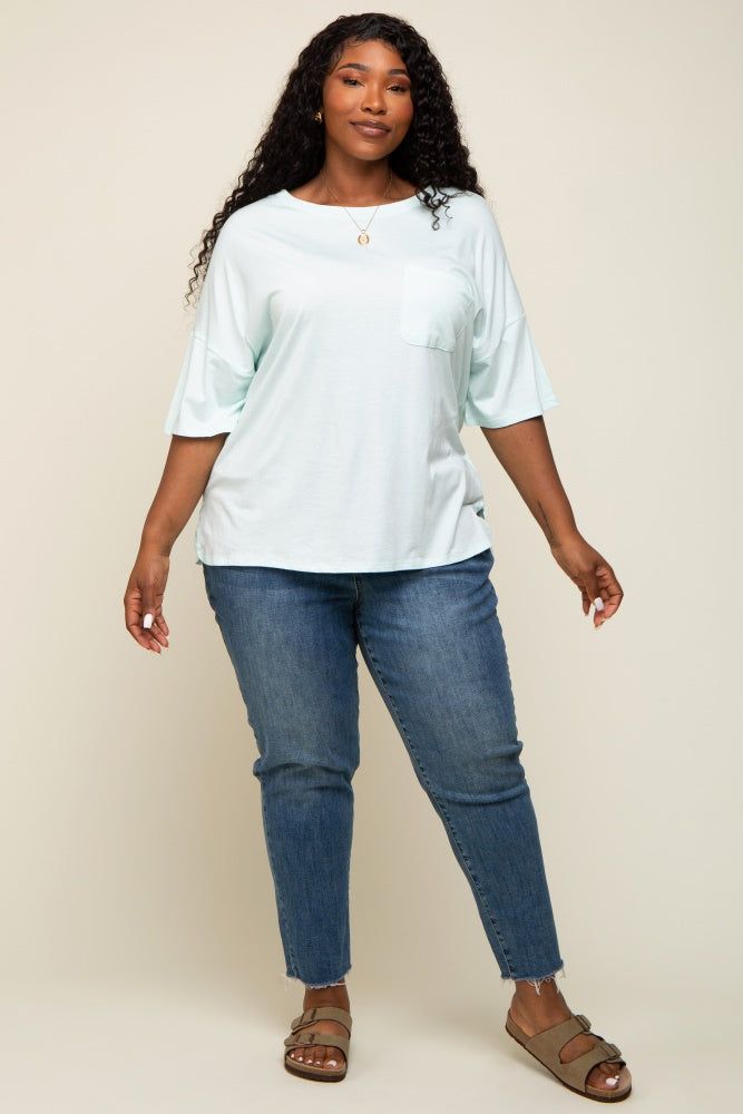 Mint Short Sleeve Pocketed Plus Top sold by Pinkblush product image thumbnail 4