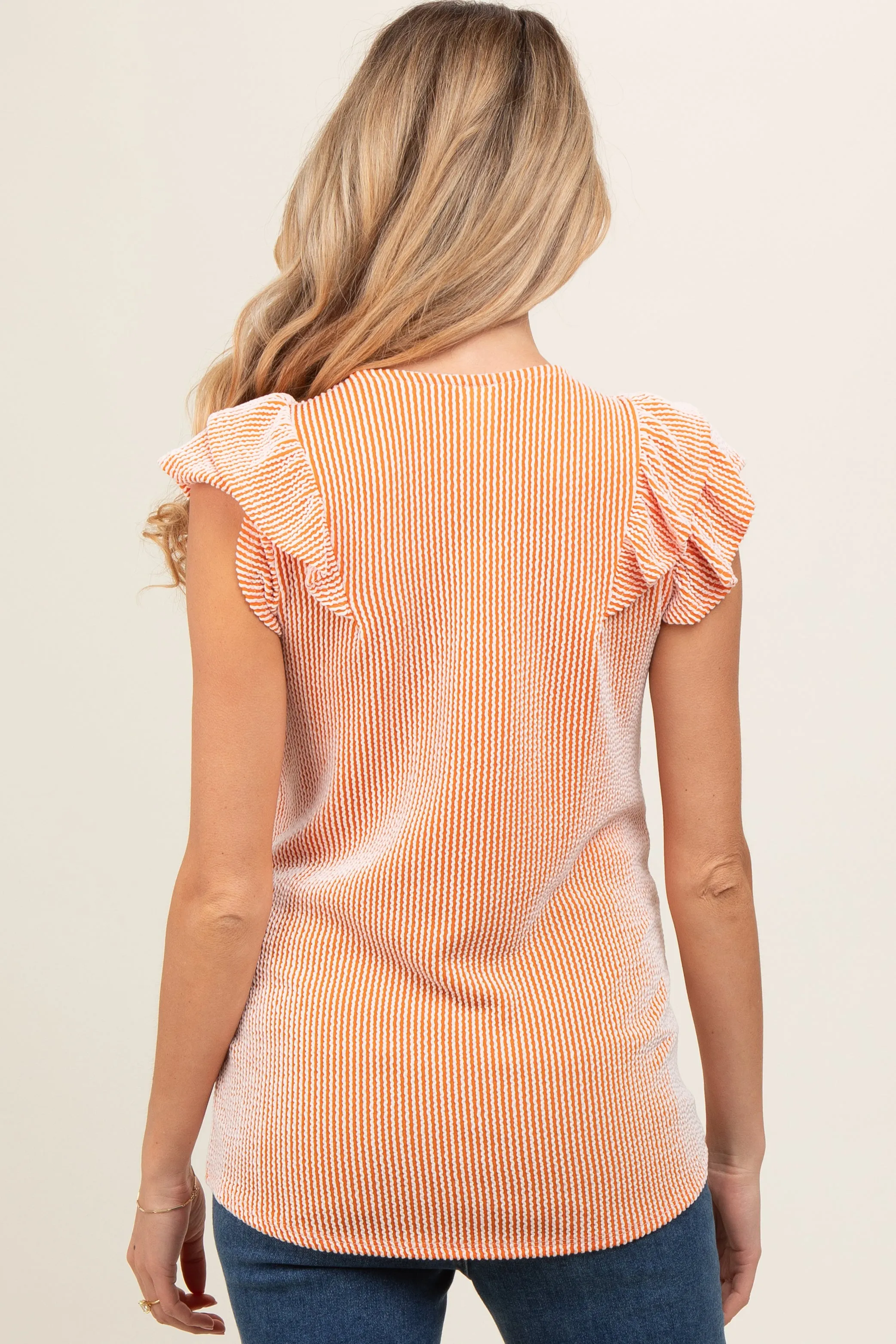 Orange Flutter Sleeve Ribbed Maternity Top sold by Pinkblush product image thumbnail 3