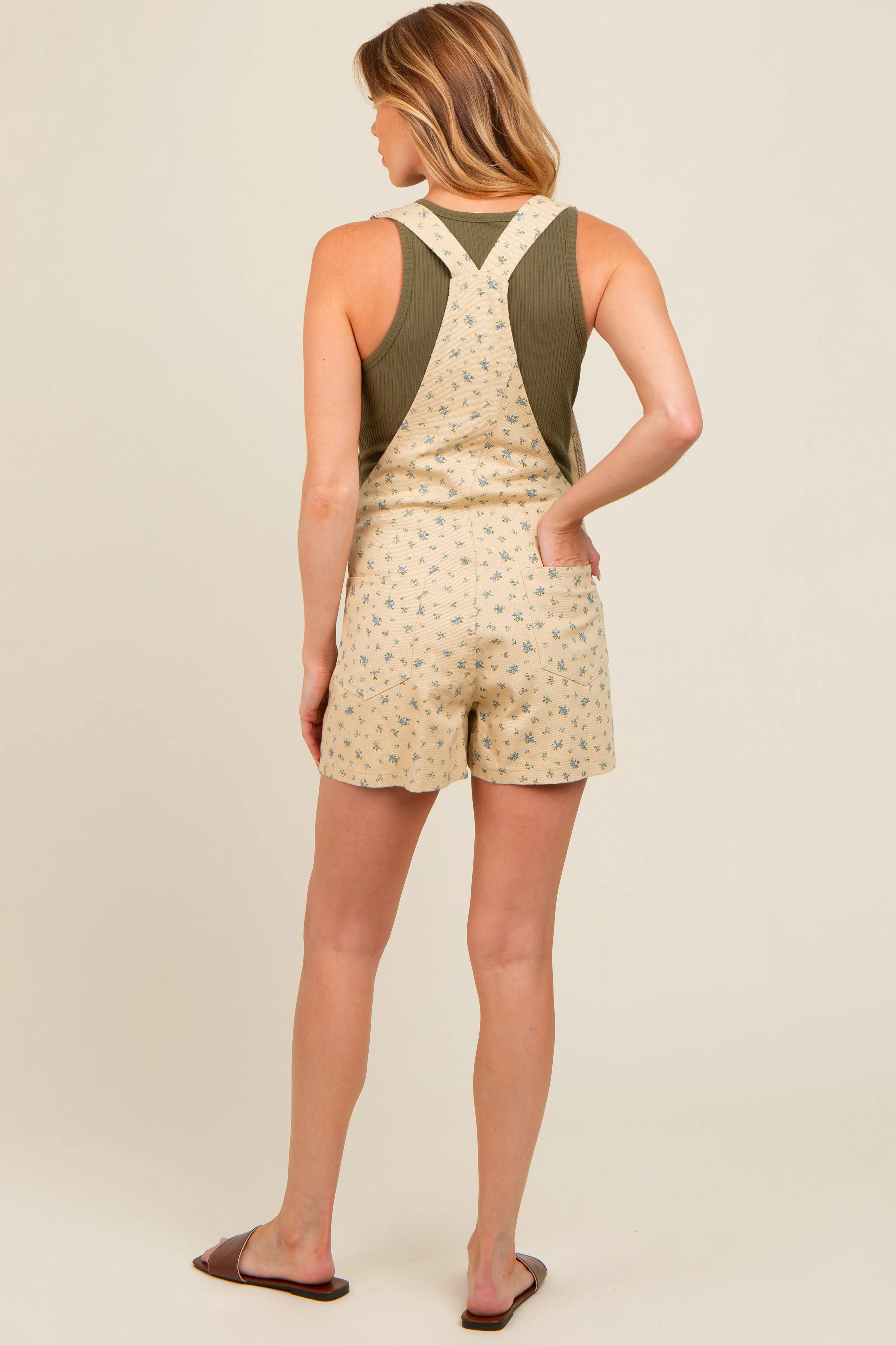Ivory Floral Denim Maternity Shortall sold by Pinkblush product image thumbnail 4