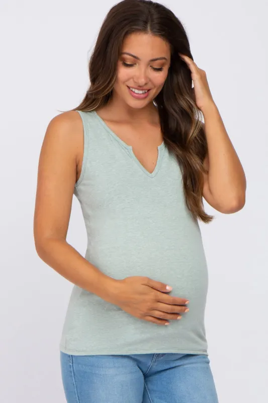 Mint Heathered Maternity Tank sold by Pinkblush