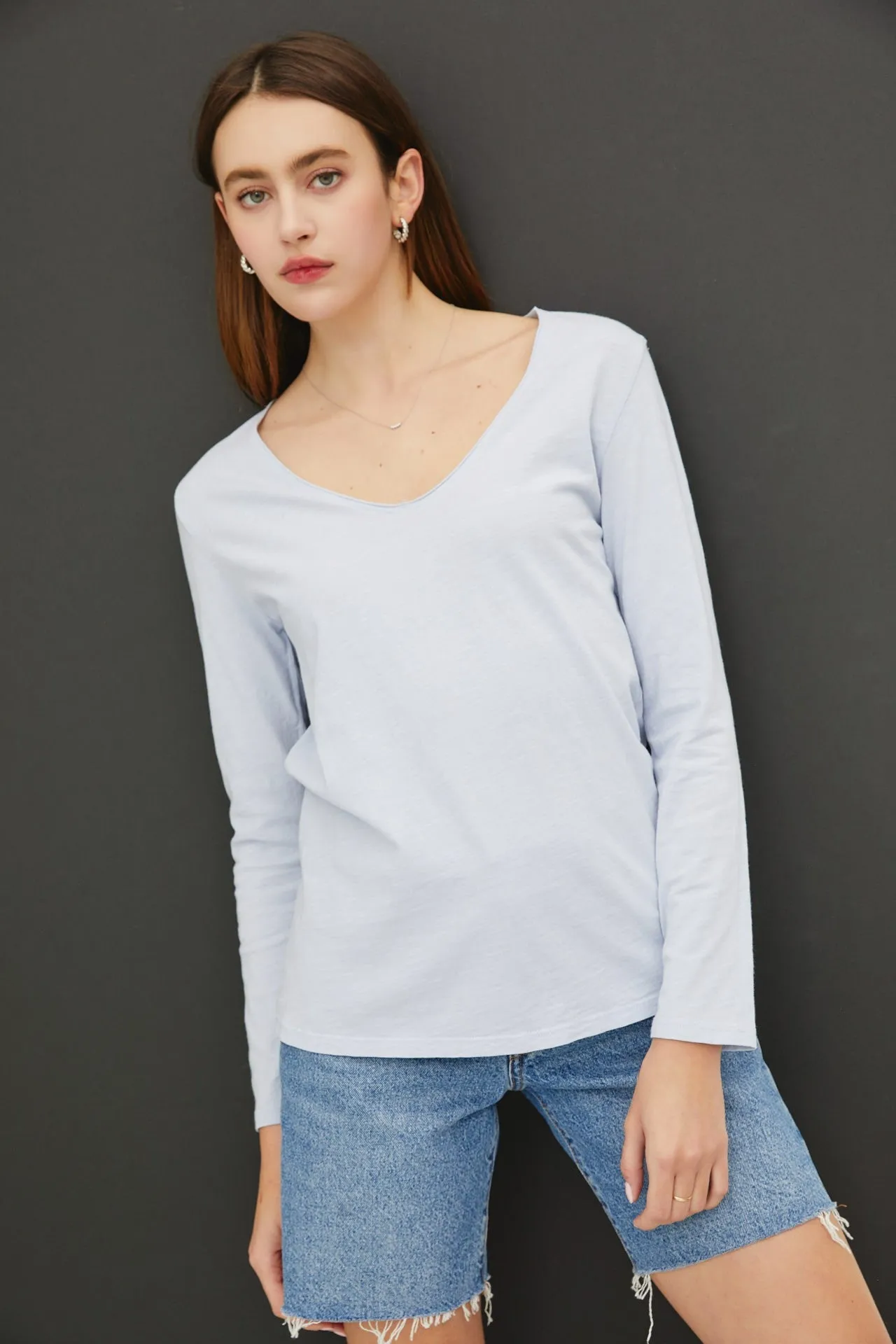Light Blue Long Sleeve Shirt sold by Pinkblush