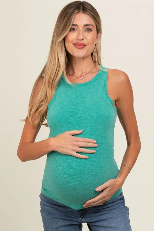 Green Heathered Maternity Tank Top sold by Pinkblush