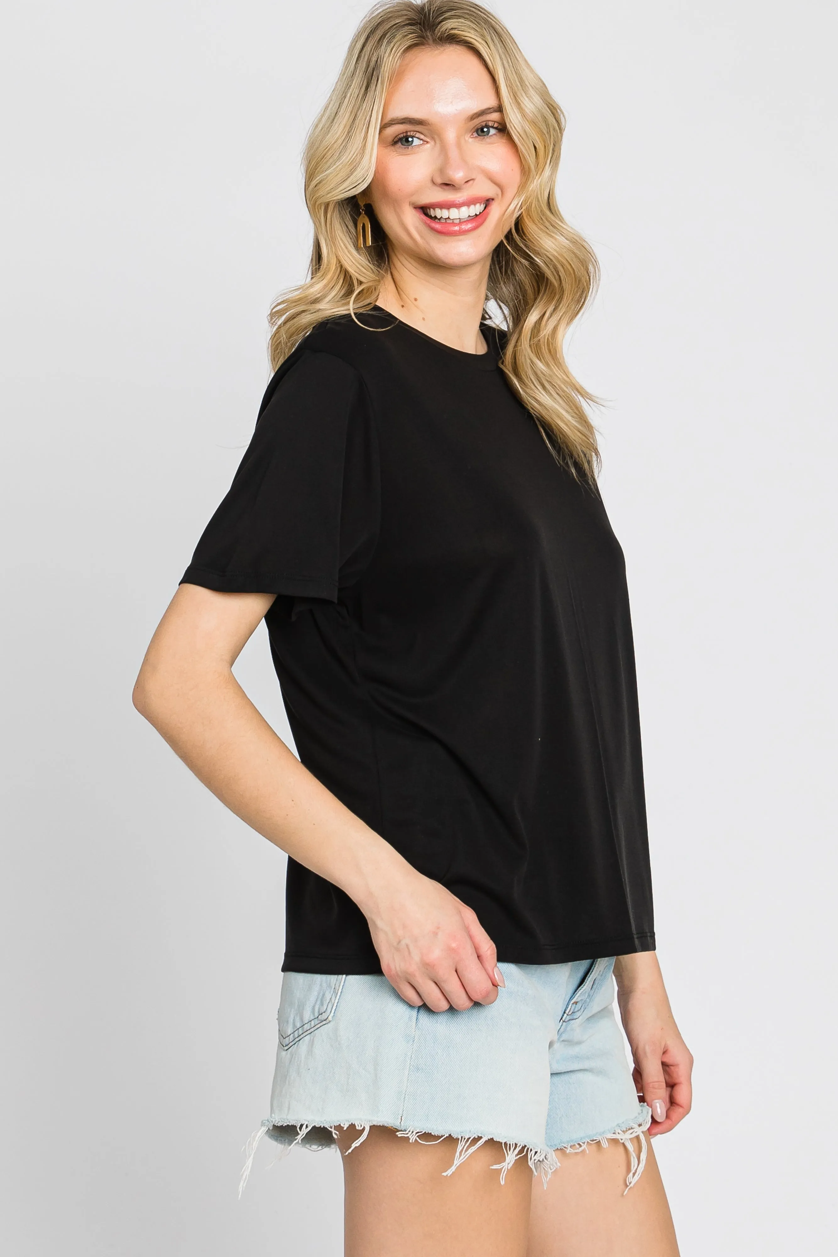 Black Basic Cropped T-Shirt sold by Pinkblush product image thumbnail 2