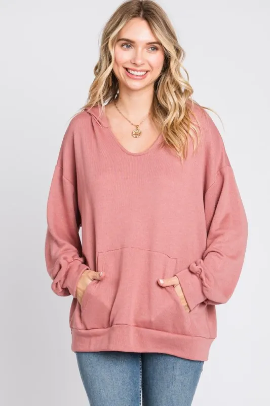Mauve Front Pocket Hoodie sold by Pinkblush