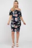 Navy Floral Off Shoulder Maternity Fitted Dress sold by Pinkblush