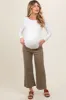 Olive Wide Leg Cropped Maternity Pants sold by Pinkblush
