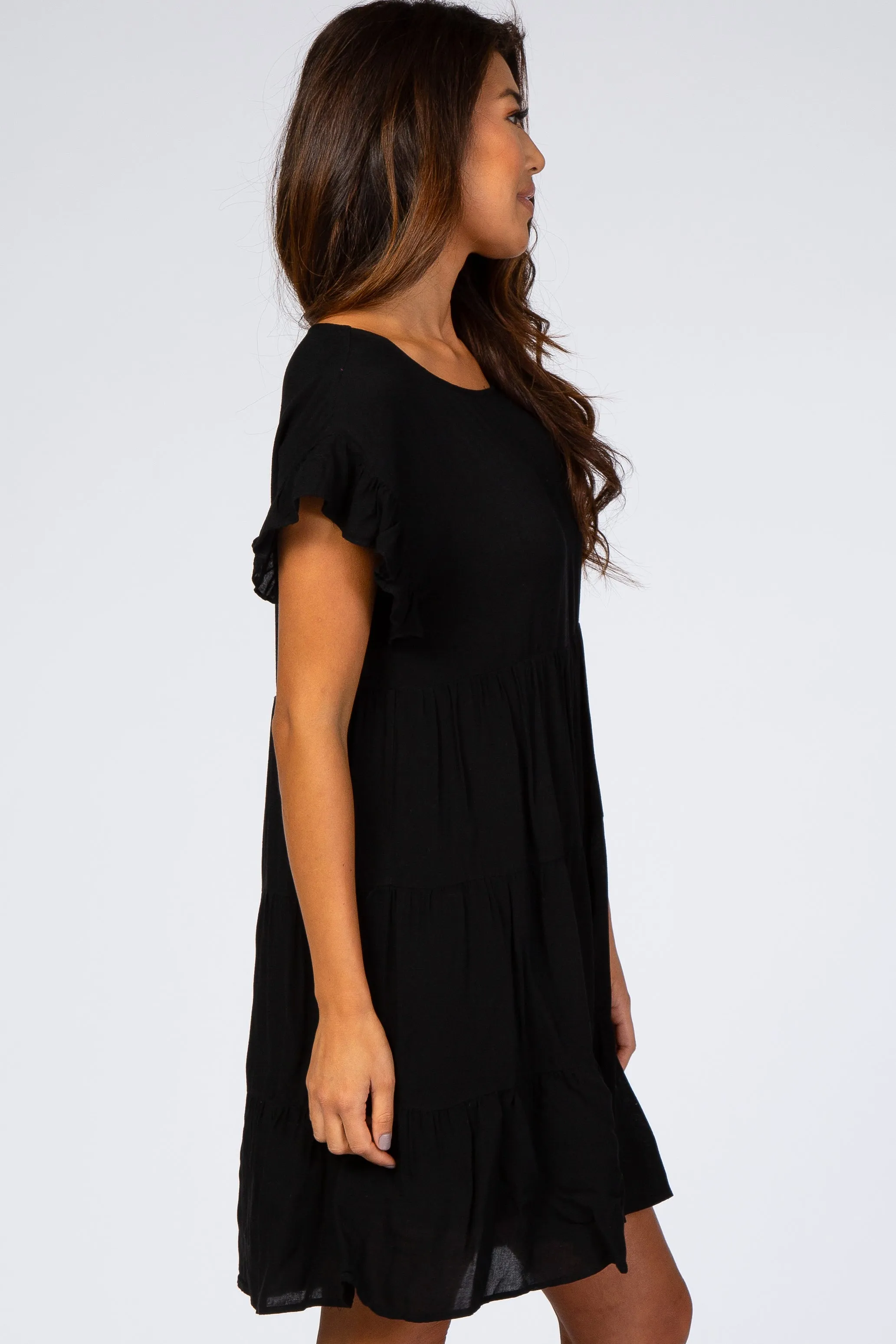 Black Tiered Ruffle Accent Dress sold by Pinkblush product image thumbnail 2