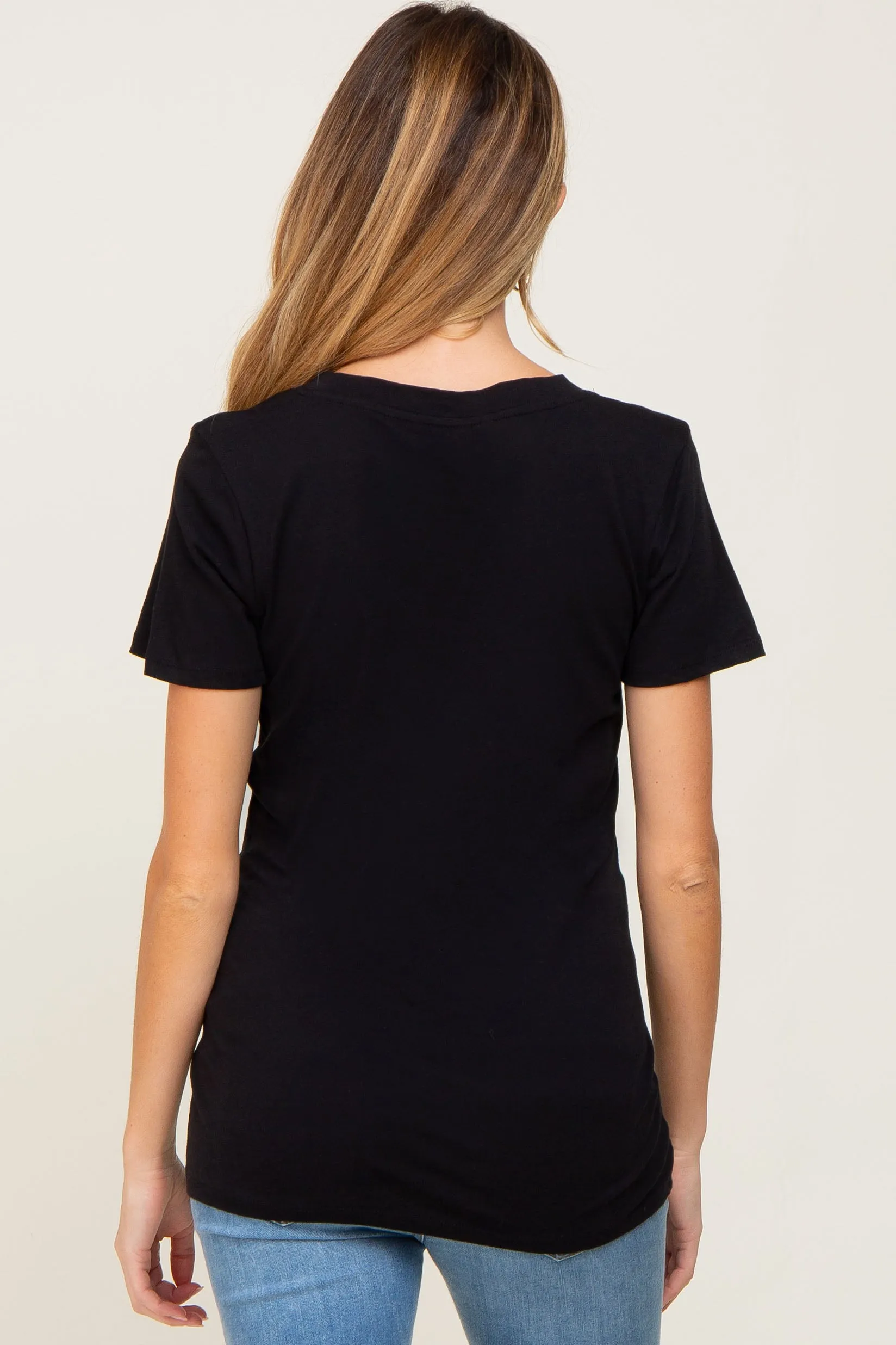 Black Basic Crew Neck Maternity Tee sold by Pinkblush product image thumbnail 3