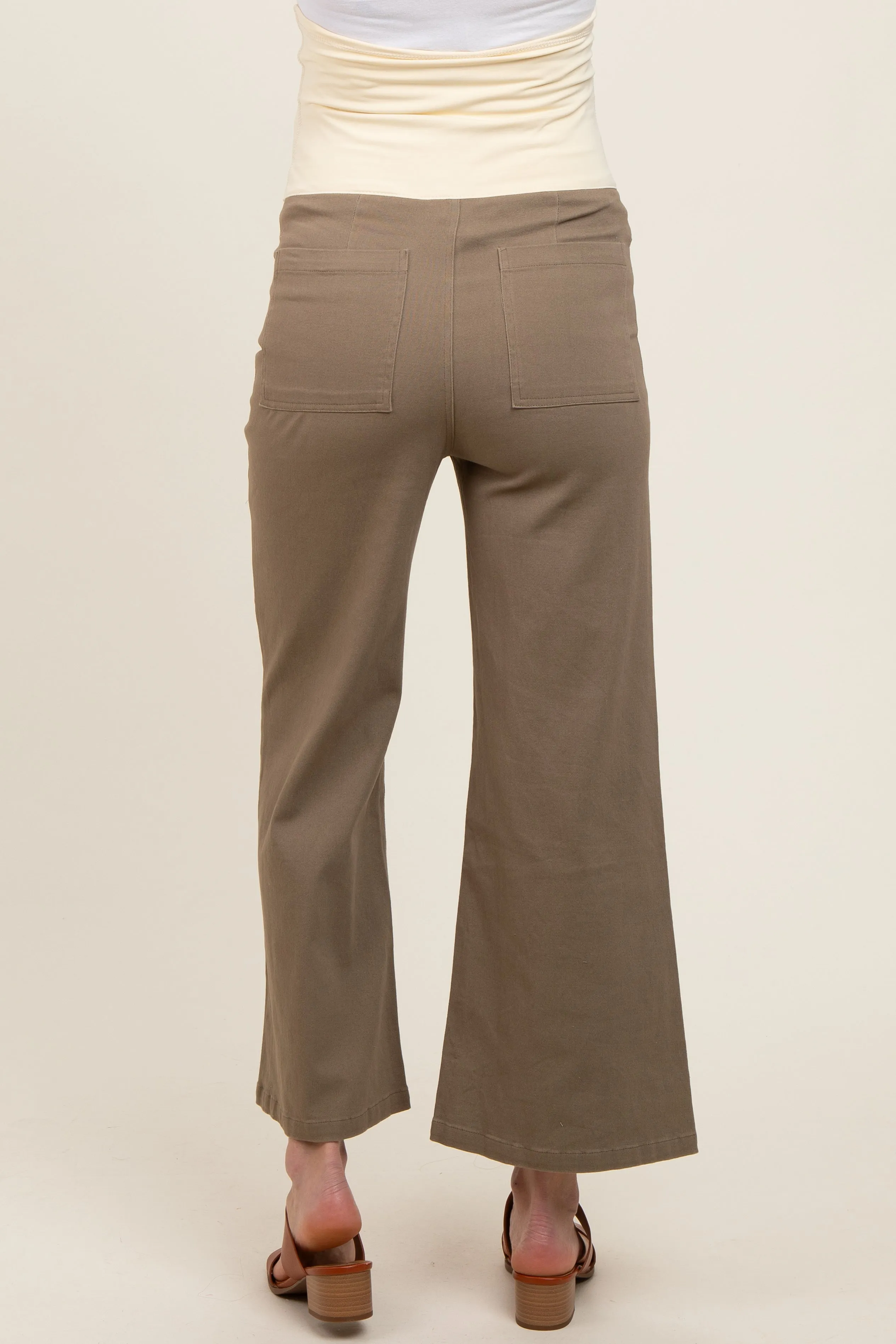 Olive Wide Leg Cropped Maternity Pants sold by Pinkblush product image thumbnail 5