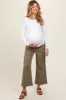 Olive Wide Leg Cropped Maternity Pants sold by Pinkblush